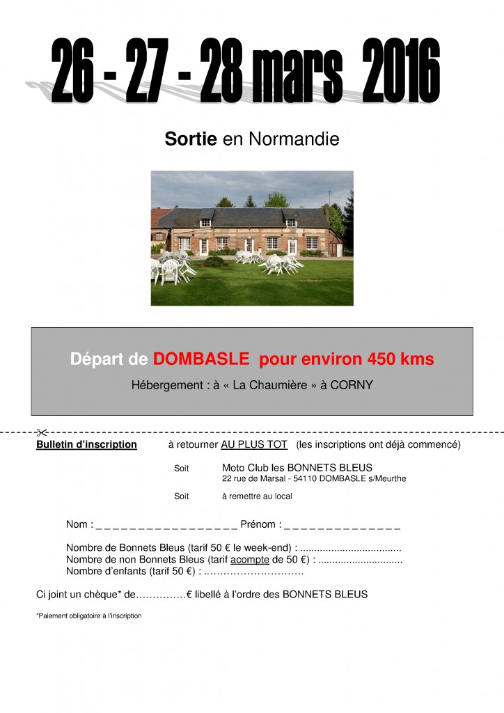 INSCRIPTION NORMANDIE 2016